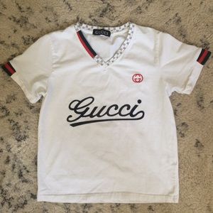 Kids Gucci white v-neck shirt
